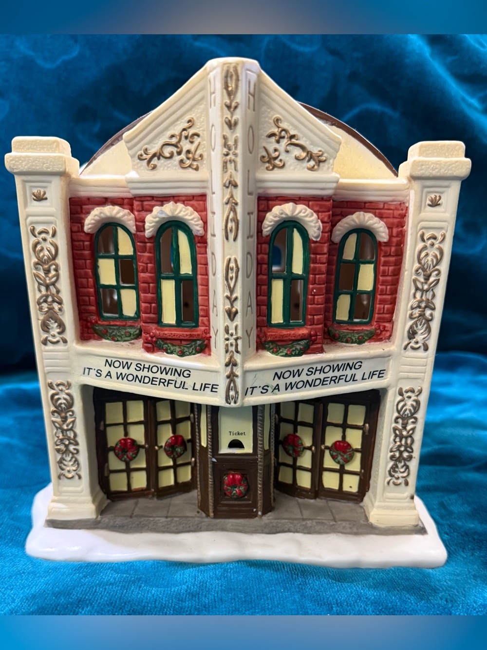 St. Nicholas Square Illuminated Hand painted Porcelain Holiday Theatre - 1999